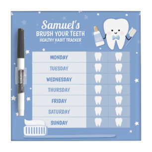 Toothbrushing Routine Tracker for Toddler Kid Dry Erase Board