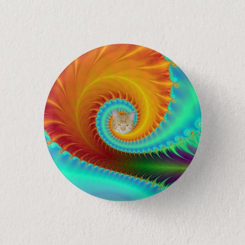 Toothed Spiral in Turquoise and Gold Button