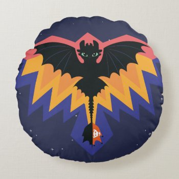 Toothless Colored Flight Graphic Round Pillow by howtotrainyourdragon at Zazzle