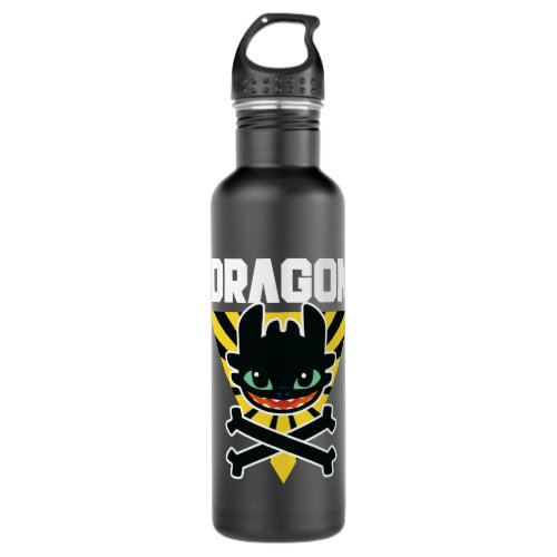 Toothless DRAGON Cross Bones Hazard Icon Stainless Steel Water Bottle