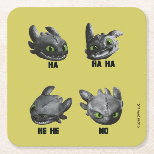 Toothless Face Expression Chart Square Paper Coaster