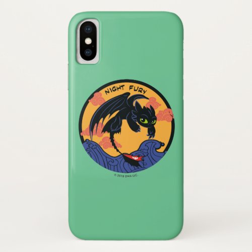 Toothless Night Fury Flying Over Ocean Waves iPhone XS Case