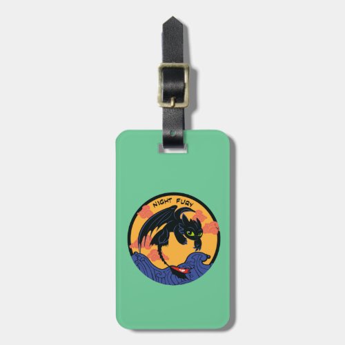 Toothless Night Fury Flying Over Ocean Waves Luggage Tag