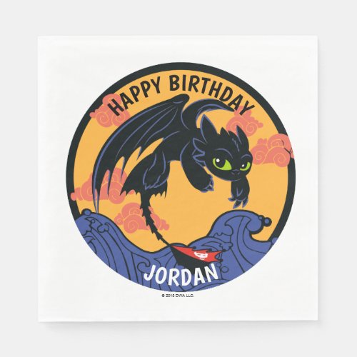 Toothless Night Fury Flying Over Ocean Waves Napkins