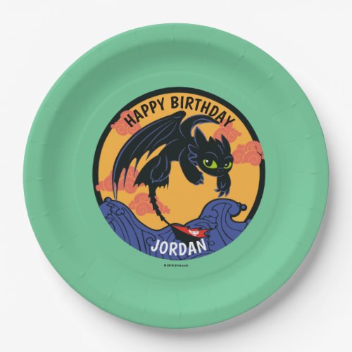 Toothless Night Fury Flying Over Ocean Waves Paper Plates