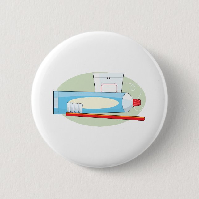 Toothpaste and Brush Pinback Button (Front)