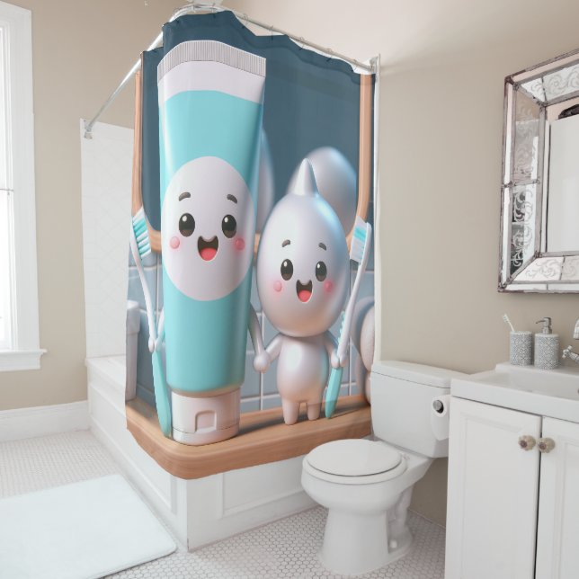 Toothpaste Pals Shower Curtain (In Situ)