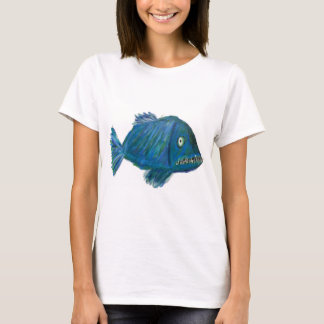 Toothy blue fish shirt