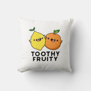 Toothy Fruity Funny Fruit Pun Throw Pillow