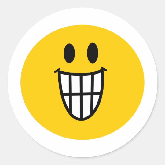 Toothy grin smiley classic round sticker