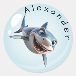 Toothy Shark Personalize Classic Round Sticker
