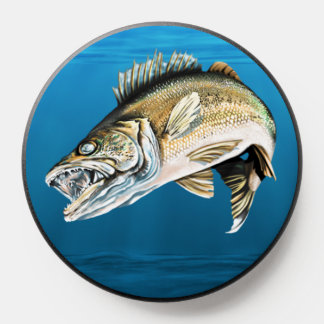 Toothy Walleye Swimming in Blue Water PopSocket