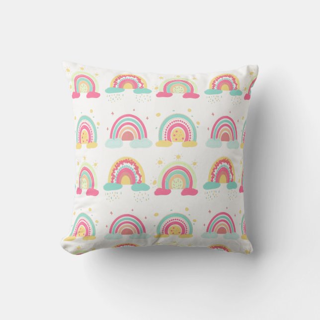 Tootsie Fruity Rainbow Throw Pillow (Front)