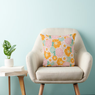 Tootsie_Orange Colorful Floral Pillow
