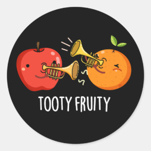 Tooty Fruity Funny Fruit Musician Pun Dark BG Classic Round Sticker