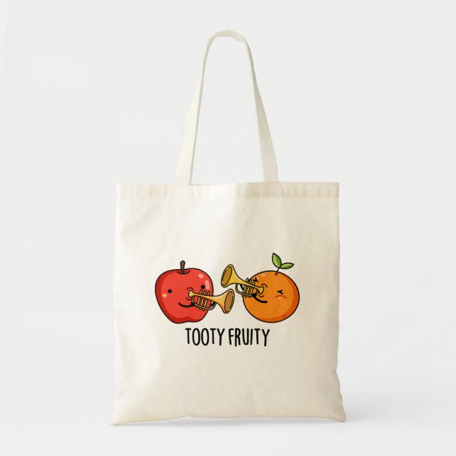 Tooty Fruity Funny Fruit Musician Pun Tote Bag (Front)