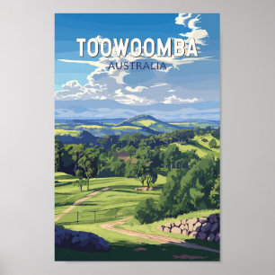 Toowoomba Australia Travel Art Vintage Poster