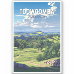 Toowoomba Australia Travel Art Vintage Sticker