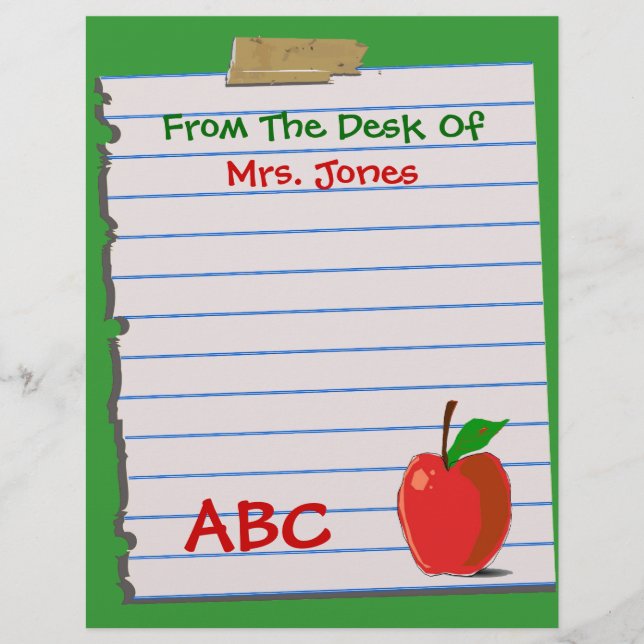 Top 10 Award! Teacher Letterhead Stationery (Front)