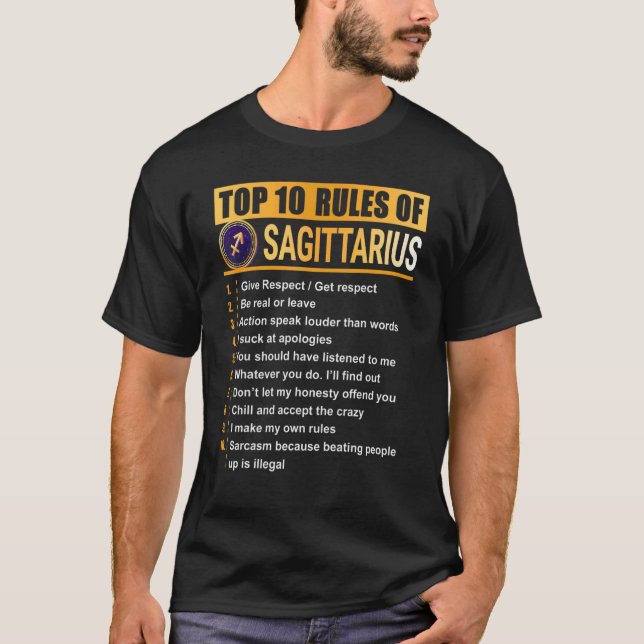 Top 10 rules for Sagittarius Zodiac Birthday (Front)
