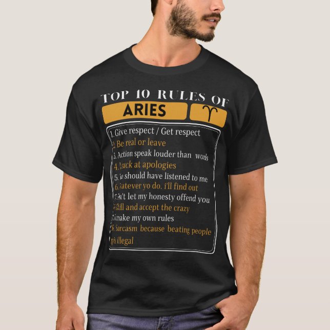 Top 10 Rules Of Aries, Aries Horoscope Zodiac Fact (Front)
