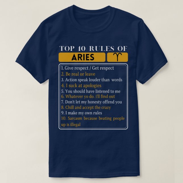 Top 10 Rules Of Aries Aries Horoscope Zodiac Facts (Design Front)