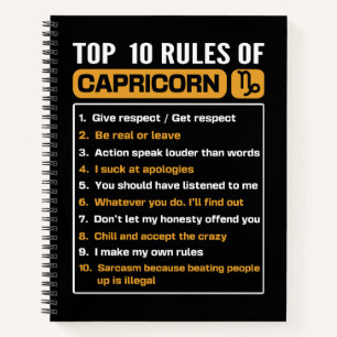 Top 10 Rules Of Capricorn, Capricorn Facts Traits Notebook
