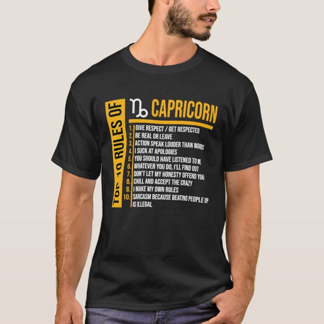 Top 10 Rules of Capricorn  for bday celebrants (Front)