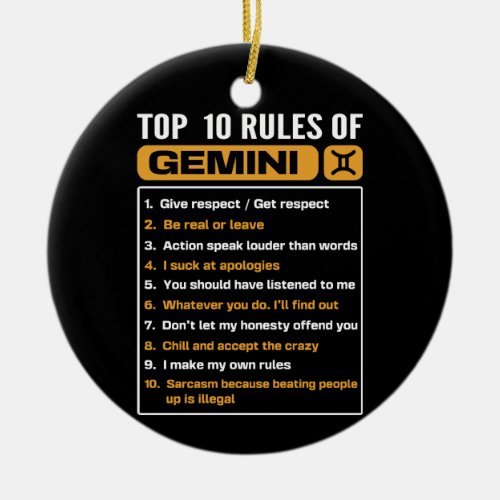 Top 10 Rules Of Gemini Gemini Facts Traits Ceramic Ornament