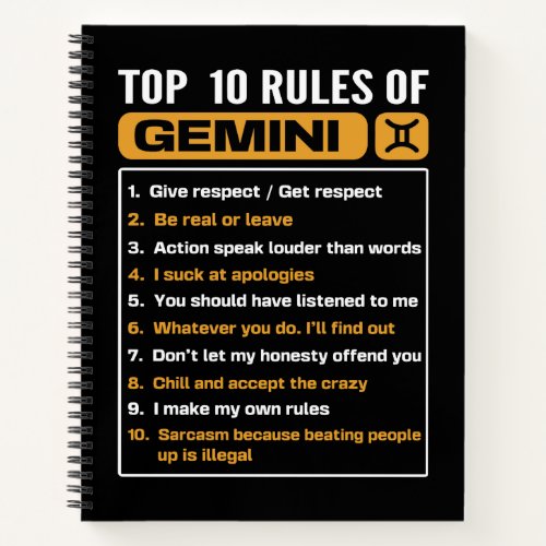 Top 10 Rules Of Gemini Gemini Facts Traits Notebook