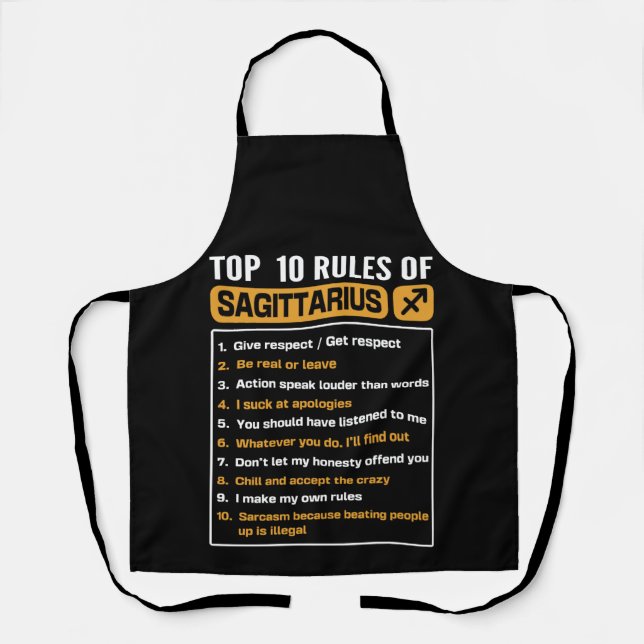 Top 10 Rules Of Sagittarius, Sagittarius Traits Ru Apron (Front)