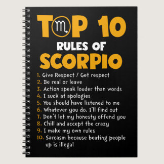 Top 10 Rules of Scorpio Birthday Gifts Notebook
