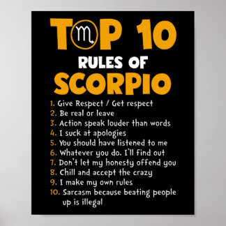 Top 10 Rules of Scorpio Birthday Gifts Poster