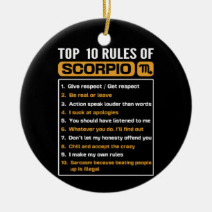 Top 10 rules of Scorpio, Funny Scorpio Facts, Zodi Ceramic Ornament