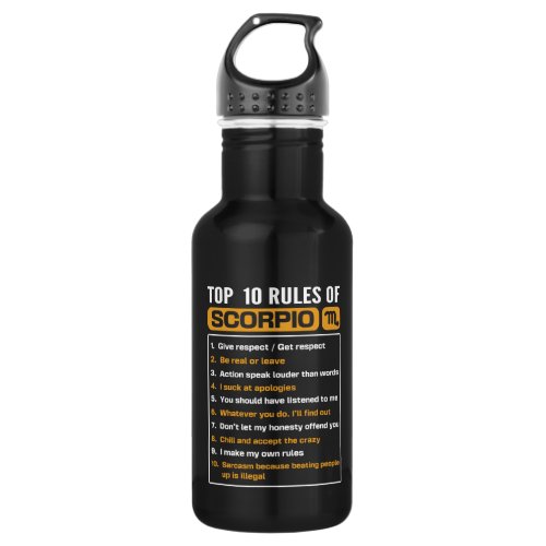 Top 10 rules of Scorpio Funny Scorpio Facts Zodi Stainless Steel Water Bottle