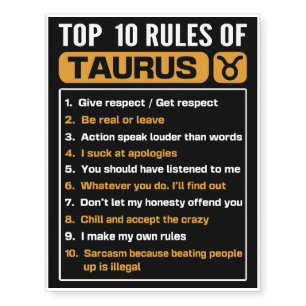 Top 10 rules of Taurus, Taurus Traits Facts Horosc Temporary Tattoos