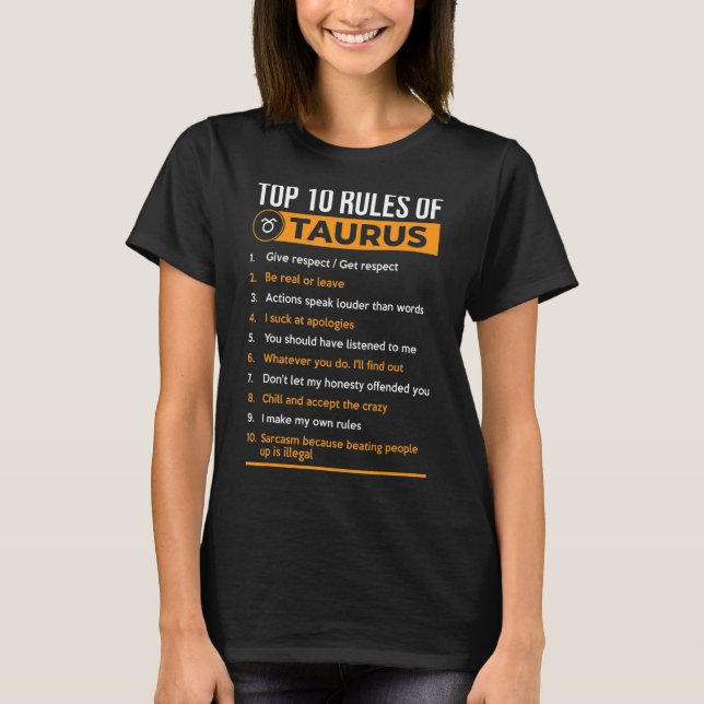 Top 10 Rules Of Taurus Zodiac Horoscope Birthday M (Front)