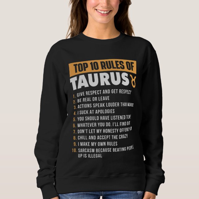 Top 10 Rules Of Taurus  Zodiac Sign Astrology Astr (Front)