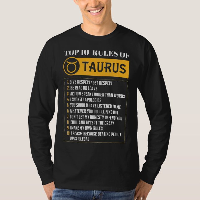 Top 10 Rules Of Taurus Zodiac Sign Horoscope Birth (Front)