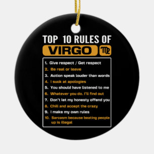 Top 10 rules of Virgo, Funny Virgo Facts, Zodiac A Ceramic Ornament