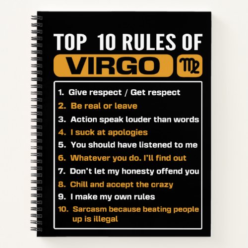 Top 10 rules of Virgo Funny Virgo Facts Zodiac A Notebook