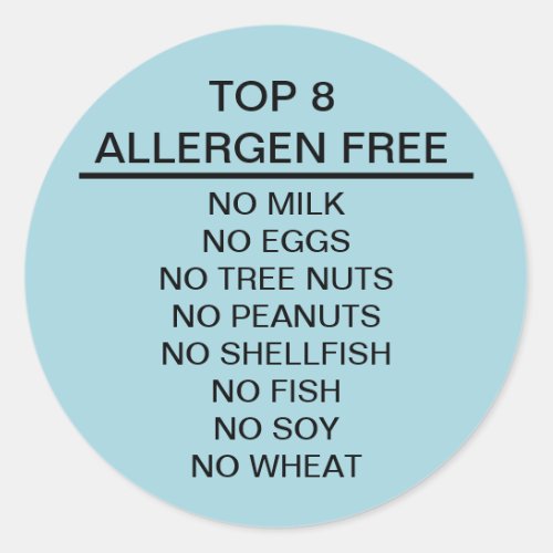 Top 8 Allergen Free Classic Round Sticker