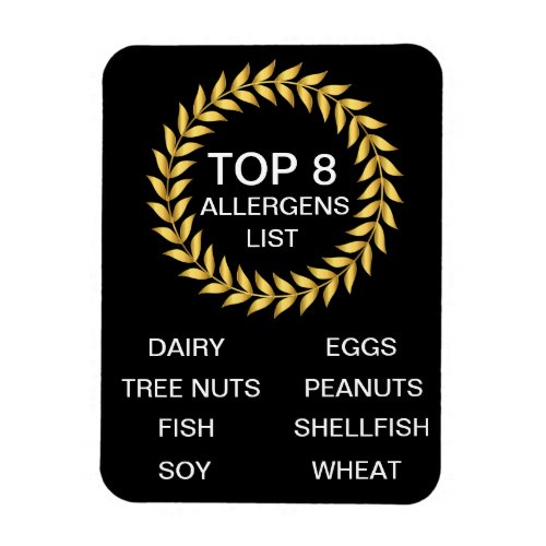 Top 8 Allergens List Food Allergy Awareness Magnet