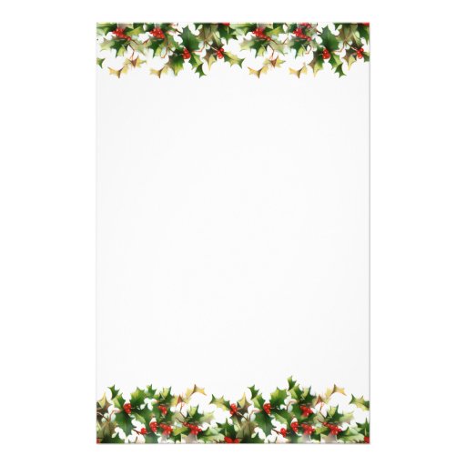 Top and Bottom Holly Border Stationery | Zazzle