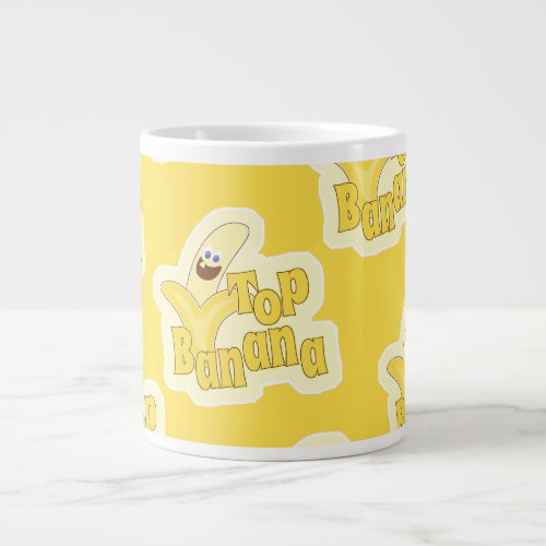 Top Banana Fun Motivational Yellow Toon Pattern Giant Coffee Mug