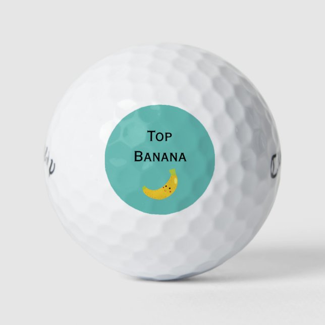 Top Banana Smiling Emoji Custom Text Golf Balls (Front)
