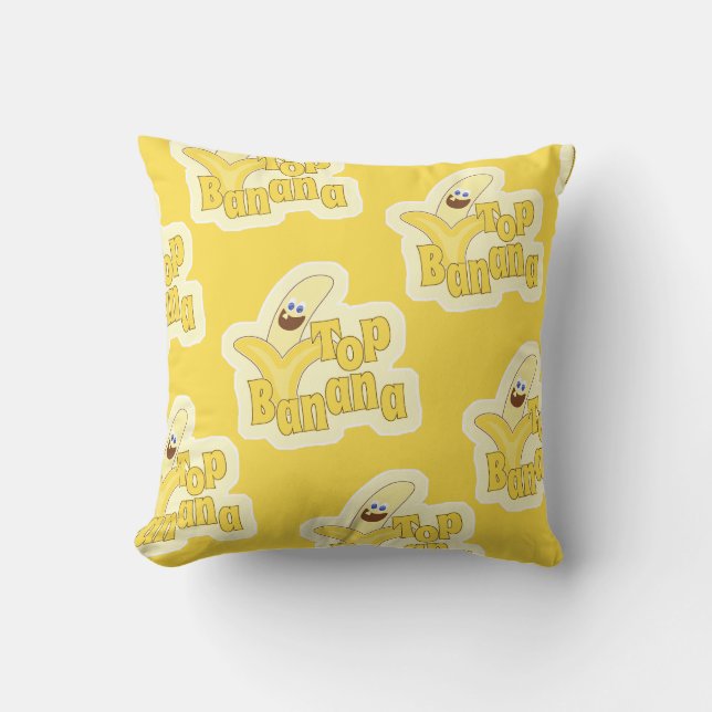Top Banana Yellow Motivational Winner Pattern Throw Pillow (Front)