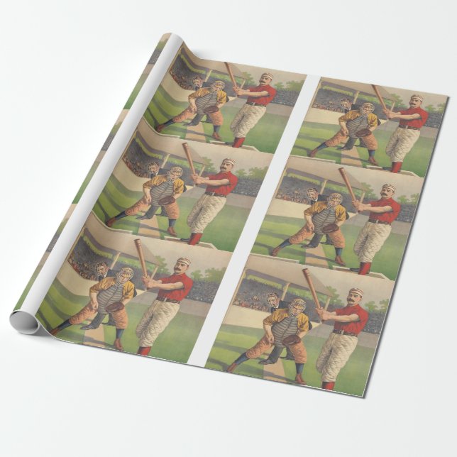 TOP Baseball Pastime Wrapping Paper (Unrolled)