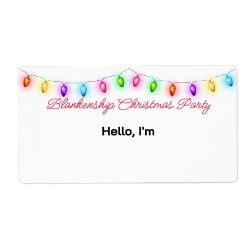 Top Border Christmas Lights Paper Label Name Tag