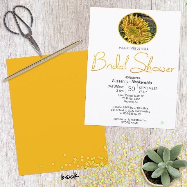 Top Border Sunflower Photograph  Template (double sided invitation)